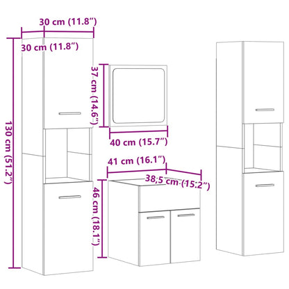 Set Mobili Da Bagno 4 Pz In Legno Multistrato Rovere Sonoma