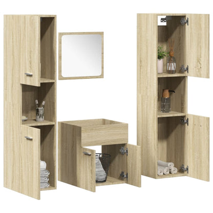 Set Mobili Da Bagno 4 Pz In Legno Multistrato Rovere Sonoma