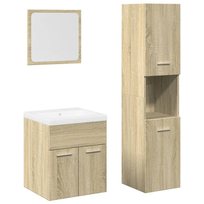 Set Mobili Da Bagno 4 Pz In Legno Multistrato Rovere Sonoma