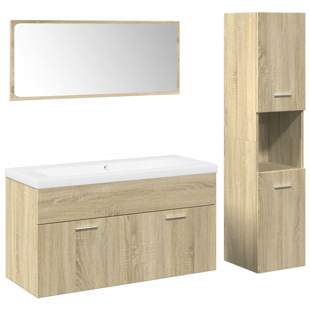 Set Mobili Da Bagno 4 Pz In Legno Multistrato