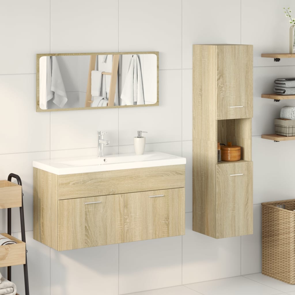 Set Mobili Da Bagno 4 Pz In Legno Multistrato
