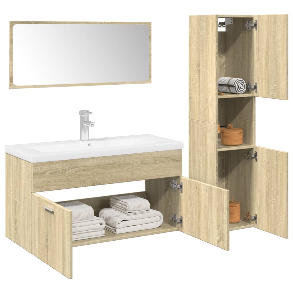 Set Mobili Da Bagno 4 Pz In Legno Multistrato