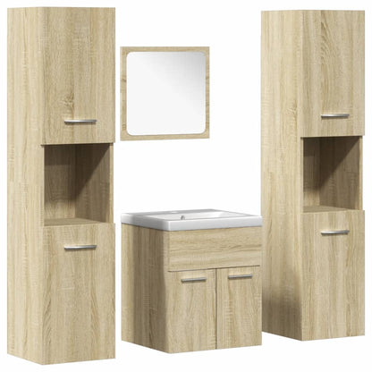 Set Mobili Da Bagno 5 Pz In Legno Multistrato Rovere Sonoma