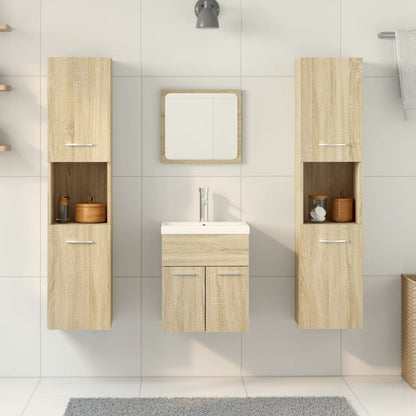Set Mobili Da Bagno 5 Pz In Legno Multistrato Rovere Sonoma