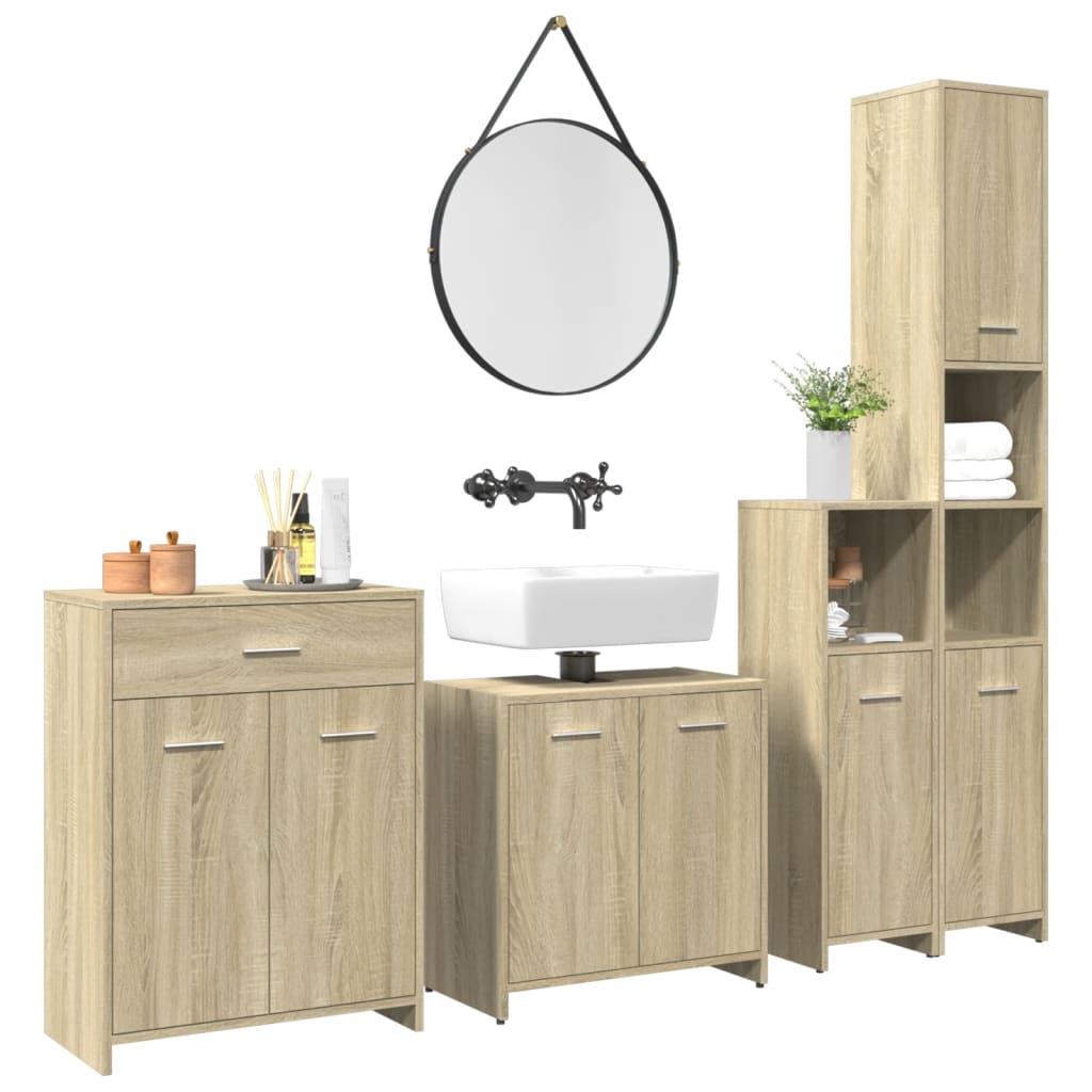 Set Mobili Da Bagno 4 Pz In Legno Multistrato