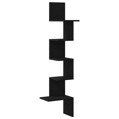 Scaffale Angolare Muro 32X32X127,5 Cm Legno Multistrato Nero