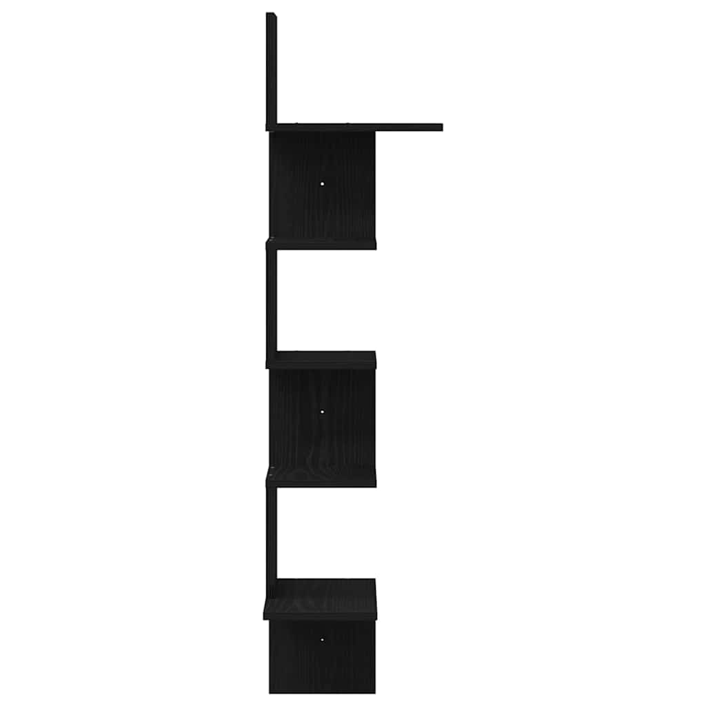 Scaffale Angolare Muro 32X32X127,5 Cm Legno Multistrato Nero
