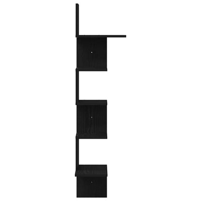 Scaffale Angolare Muro 32X32X127,5 Cm Legno Multistrato Nero