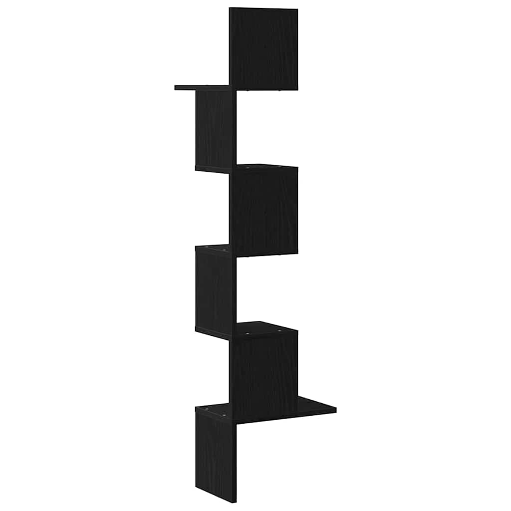 Scaffale Angolare Muro 32X32X127,5 Cm Legno Multistrato Nero