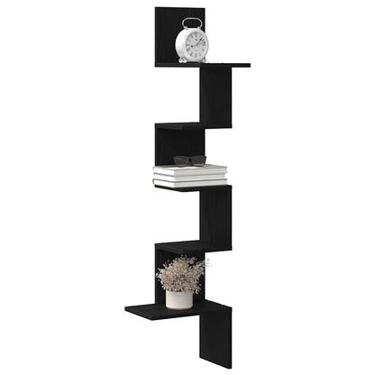 Scaffale Angolare Muro 32X32X127,5 Cm Legno Multistrato Nero