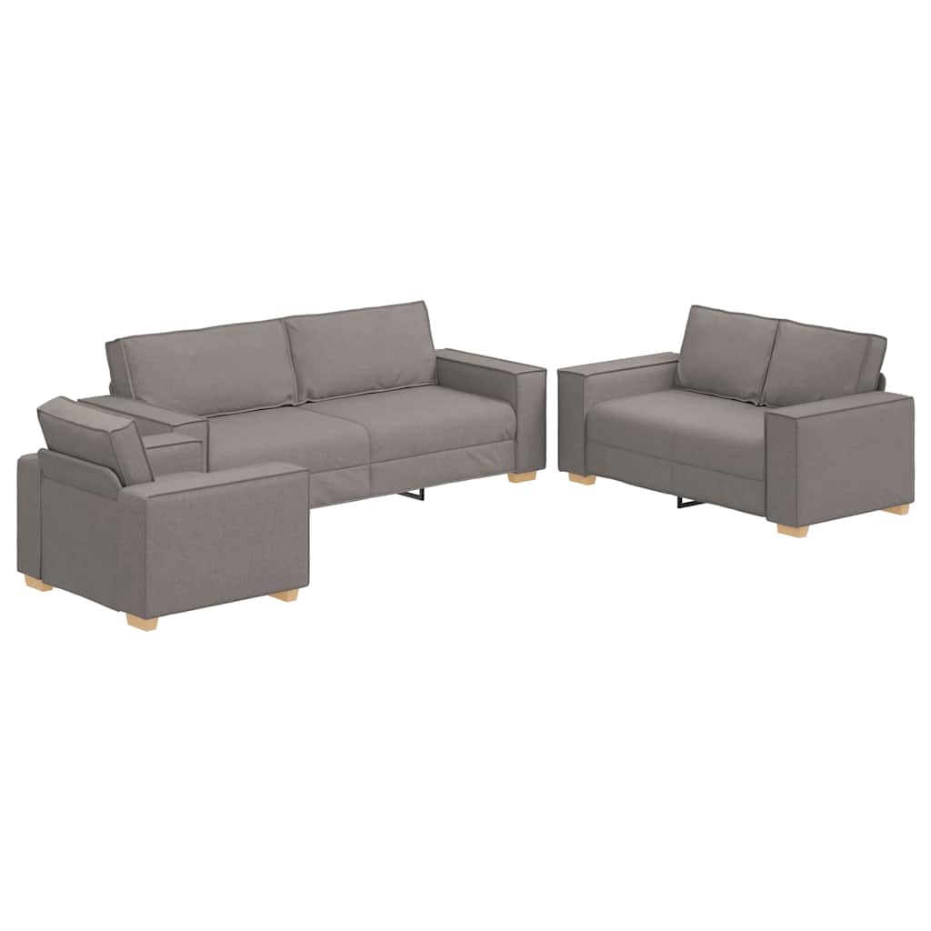 Divano 3 Pcs 220 X 80 X 84 Cm Tessuto Misto Lino