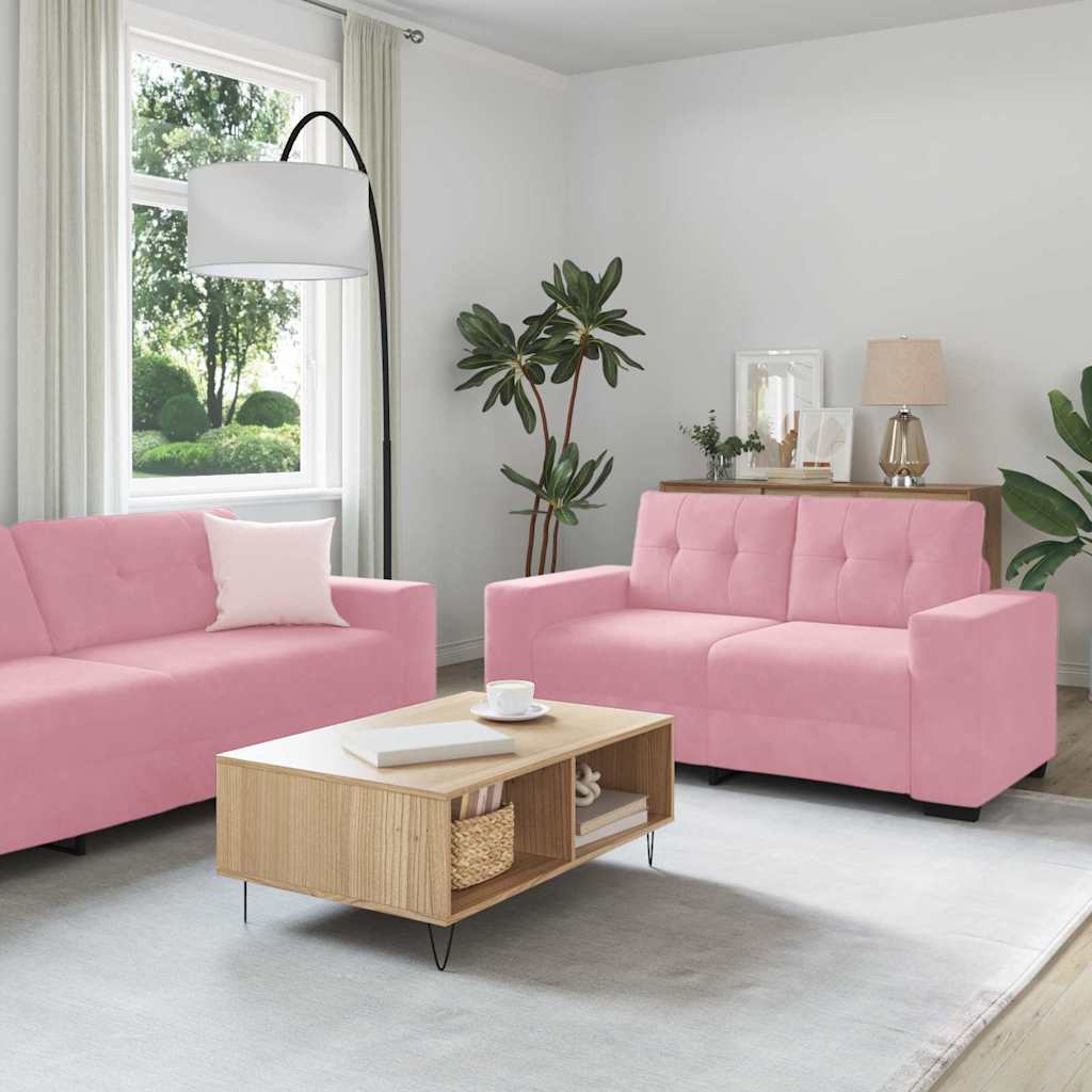 Set Di Divani 3 Pcs Rosso Vento 221 X 80 X 80 Cm Velluto