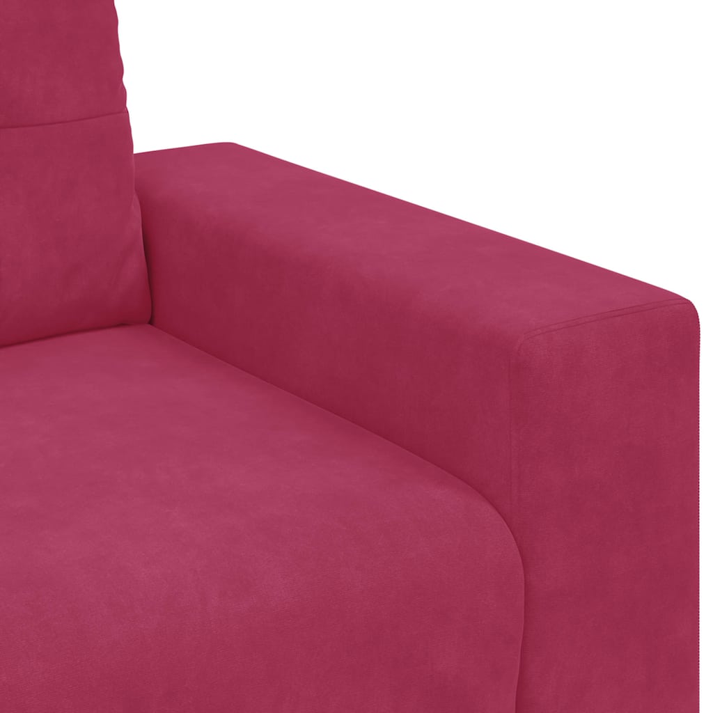 Set Di Divani 3 Pcs Rosso Vento 221 X 80 X 80 Cm Velluto