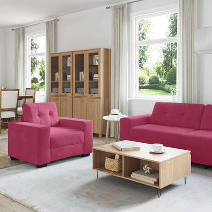 Set Di Divani 3 Pcs Rosso Vento 221 X 80 X 80 Cm Velluto