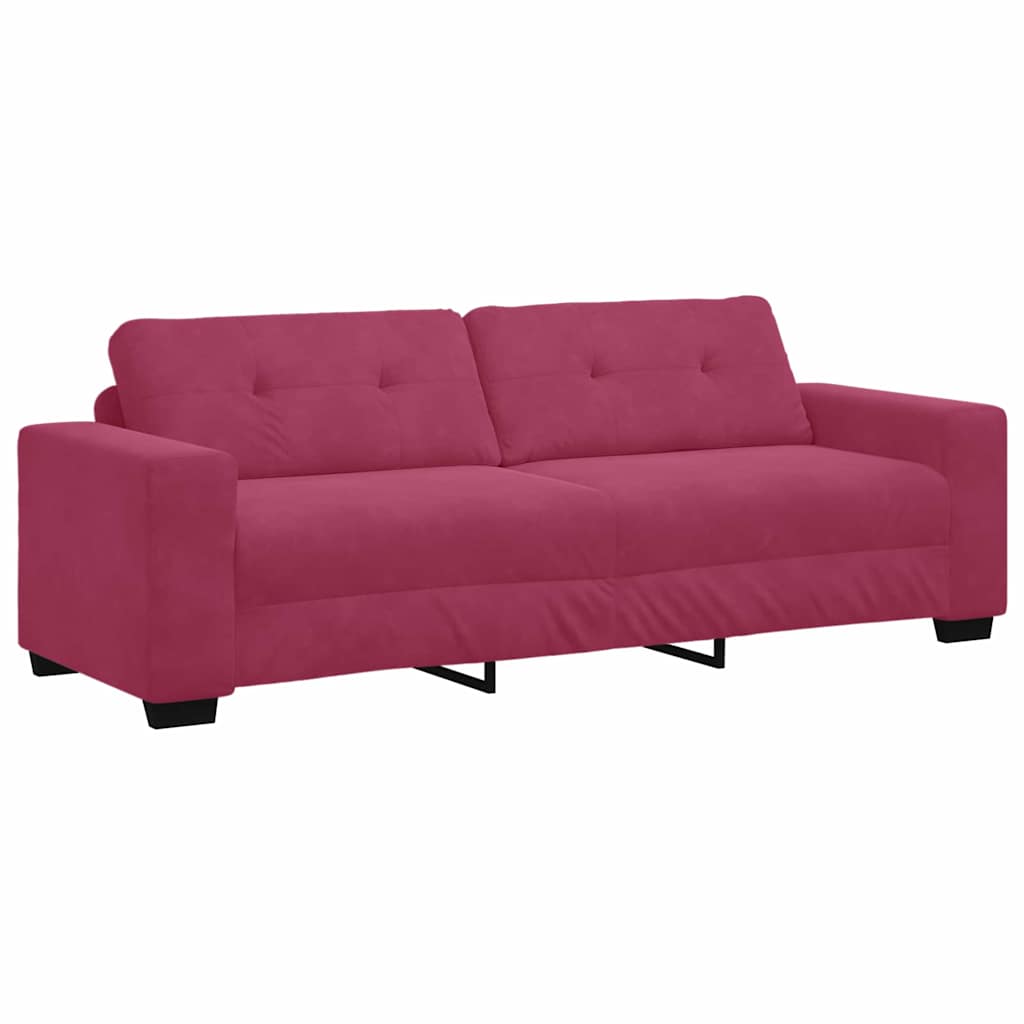 Set Di Divani 3 Pcs Rosso Vento 221 X 80 X 80 Cm Velluto