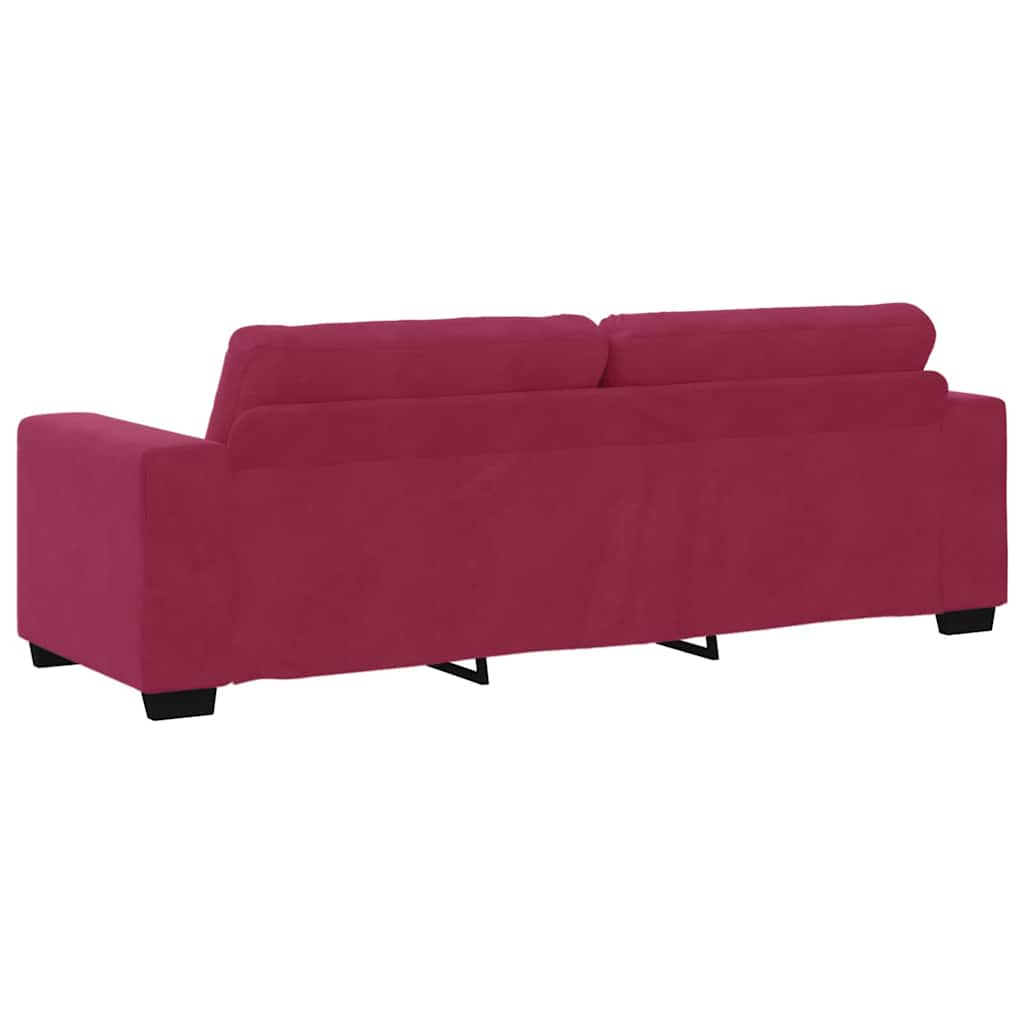 Set Di Divani 3 Pcs Rosso Vento 221 X 80 X 80 Cm Velluto