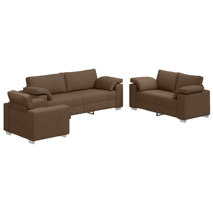 Divano 3 Pcs 219 X 80 X 82 Cm Tessuto Misto Lino