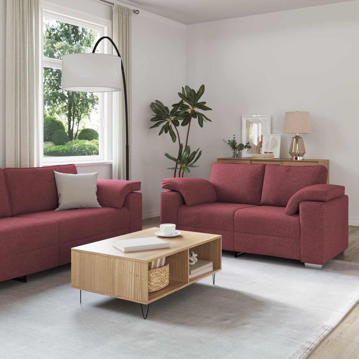 Divano 2 Pcs 219 X 80 X 82 Cm Tessuto