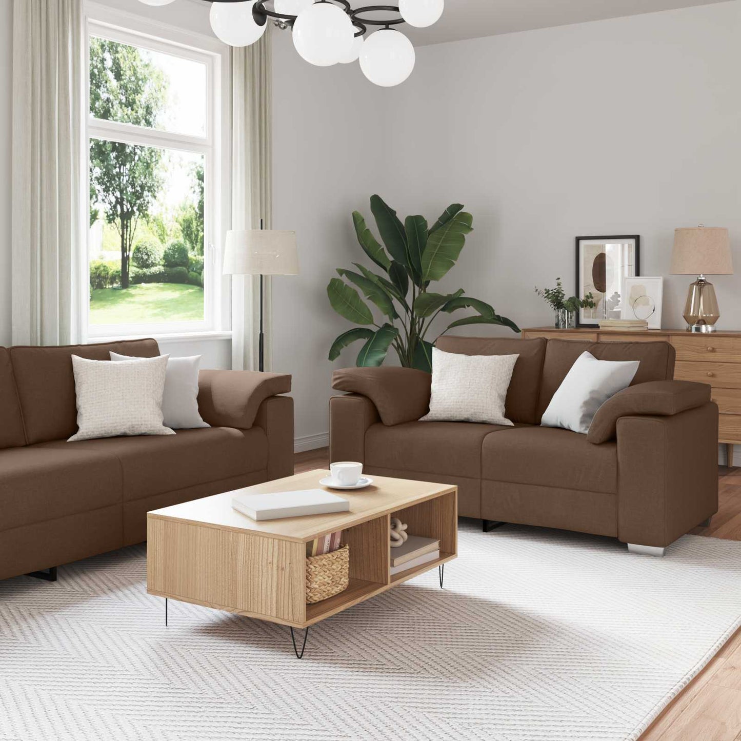 Divano 2 Pcs 219 X 80 X 82 Cm Tessuto