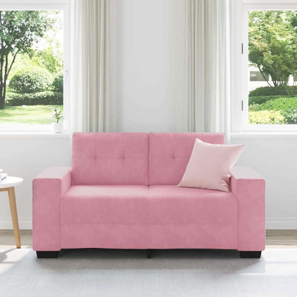 | Divano A Due Posti | Con Cuscino Velluto Rosa