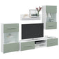 Mobile Tv 5 Pz Con Illuminazione A Led Verde Oliva Truciolato