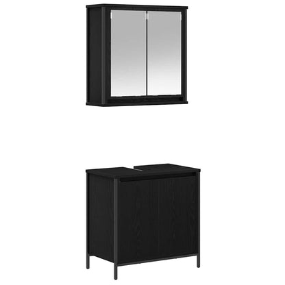 Set Mobili Da Bagno 2 Pz In Legno Multistrato Rovere Nero