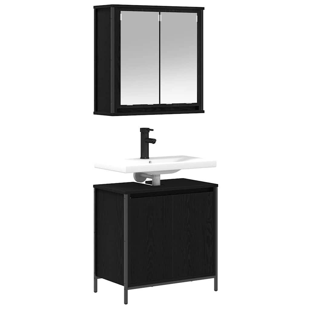 Set Mobili Da Bagno 2 Pz In Legno Multistrato Rovere Nero