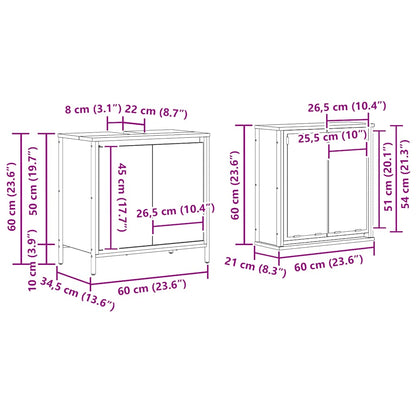 Set Mobili Da Bagno 2 Pz In Legno Multistrato Rovere Nero