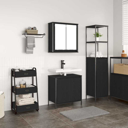 Set Mobili Da Bagno 2 Pz In Legno Multistrato Rovere Nero