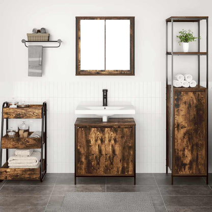 Set Mobili Da Bagno 2 Pz In Legno Multistrato Rovere Fumo