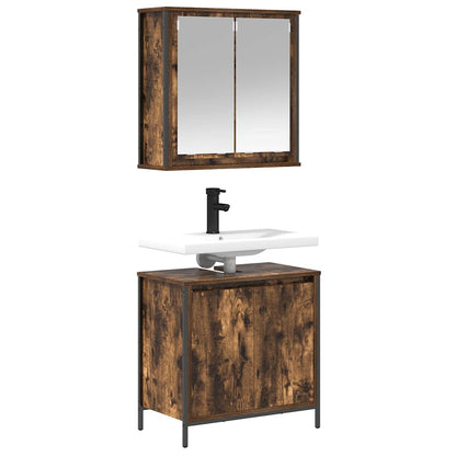 Set Mobili Da Bagno 2 Pz In Legno Multistrato Rovere Fumo