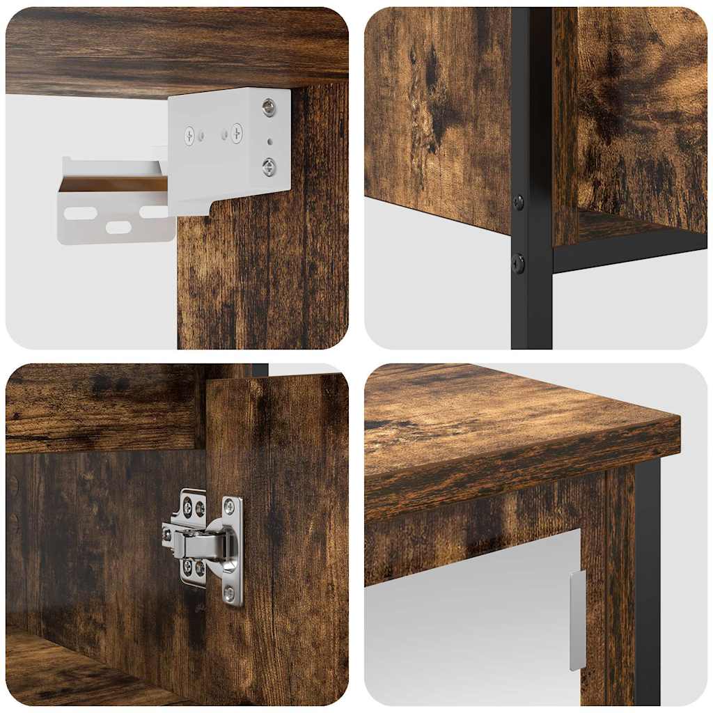 Set Mobili Da Bagno 2 Pz In Legno Multistrato Rovere Fumo