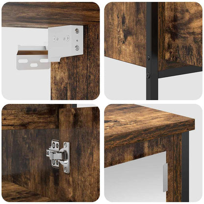 Set Mobili Da Bagno 2 Pz In Legno Multistrato Rovere Fumo