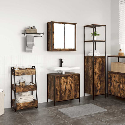 Set Mobili Da Bagno 2 Pz In Legno Multistrato Rovere Fumo