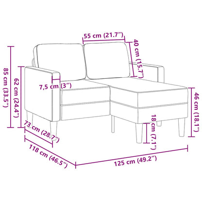 Divano 2 Posti Con Chaise A L Tortora 125 Cm In Tessuto