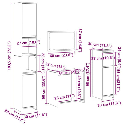 Set Mobili Da Bagno 4 Pz In Legno Multistrato