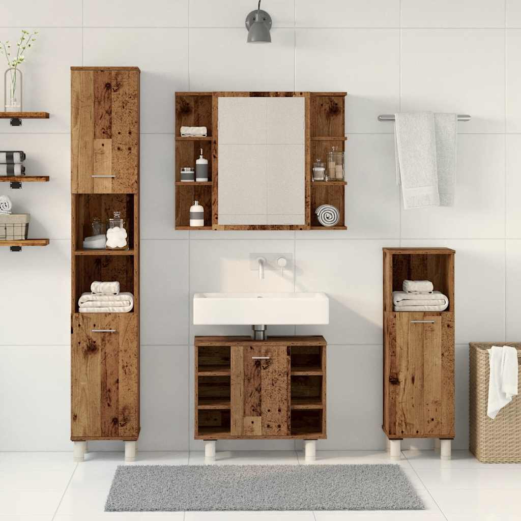 Set Mobili Da Bagno 4 Pz In Legno Multistrato