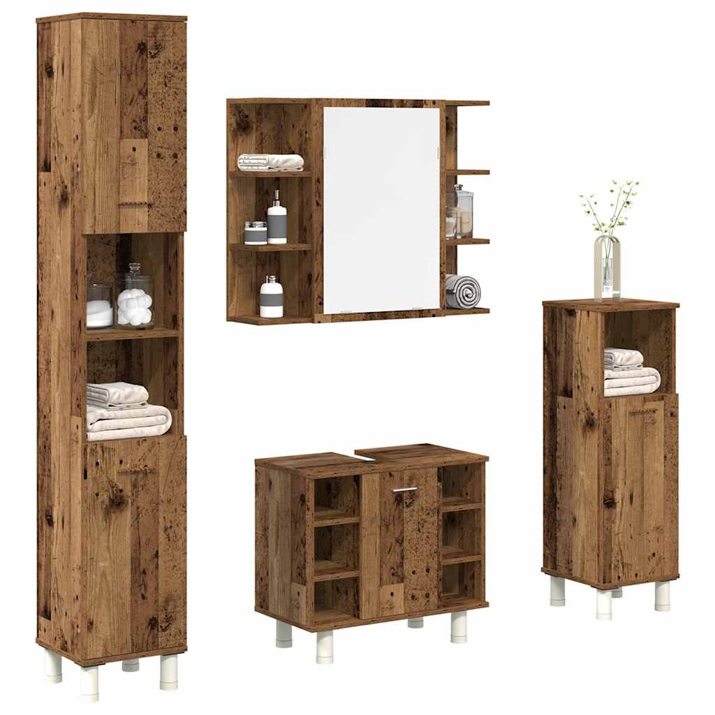 Set Mobili Da Bagno 4 Pz In Legno Multistrato