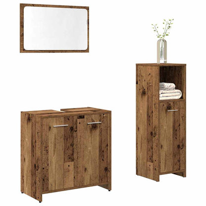 Set Mobili Da Bagno 3 Pz Legno Multistrato