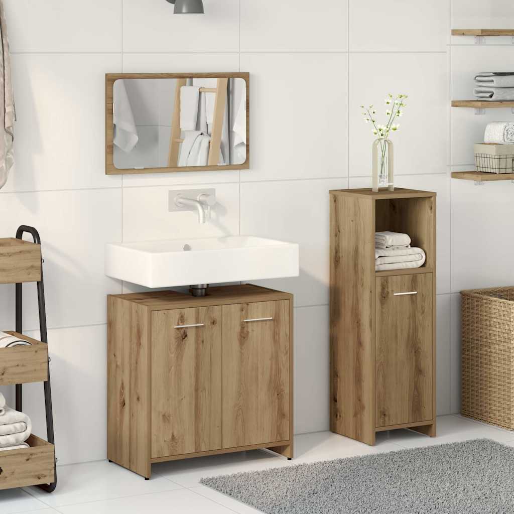 Set Mobili Da Bagno 3 Pz Legno Multistrato