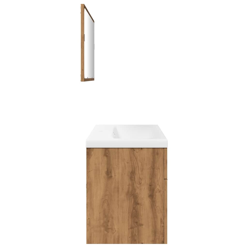 Set Mobili Da Bagno 3 Pz Legno Multistrato Rovere Artigianale