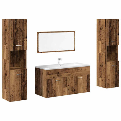 Set Mobili Da Bagno 4 Pz In Legno Multistrato Legno Antico