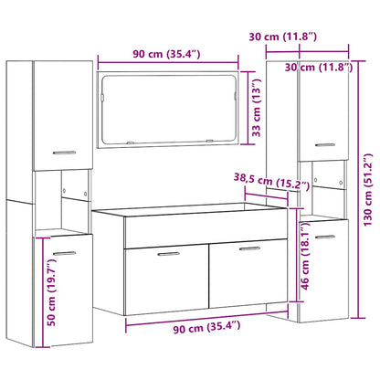 Set Mobili Da Bagno 4 Pz In Legno Multistrato Legno Antico