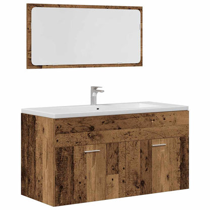 Set Mobili Da Bagno 4 Pz In Legno Multistrato Legno Antico