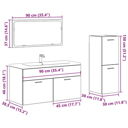 Set Mobili Da Bagno 4 Pz In Legno Multistrato Legno Antico