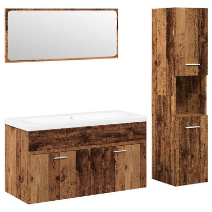 Set Mobili Da Bagno 4 Pz In Legno Multistrato Legno Antico