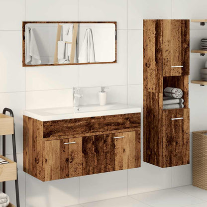 Set Mobili Da Bagno 4 Pz In Legno Multistrato Legno Antico
