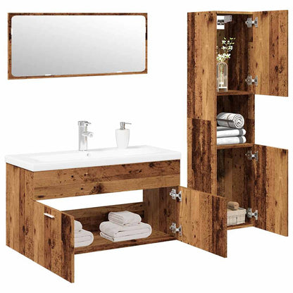 Set Mobili Da Bagno 4 Pz In Legno Multistrato Legno Antico