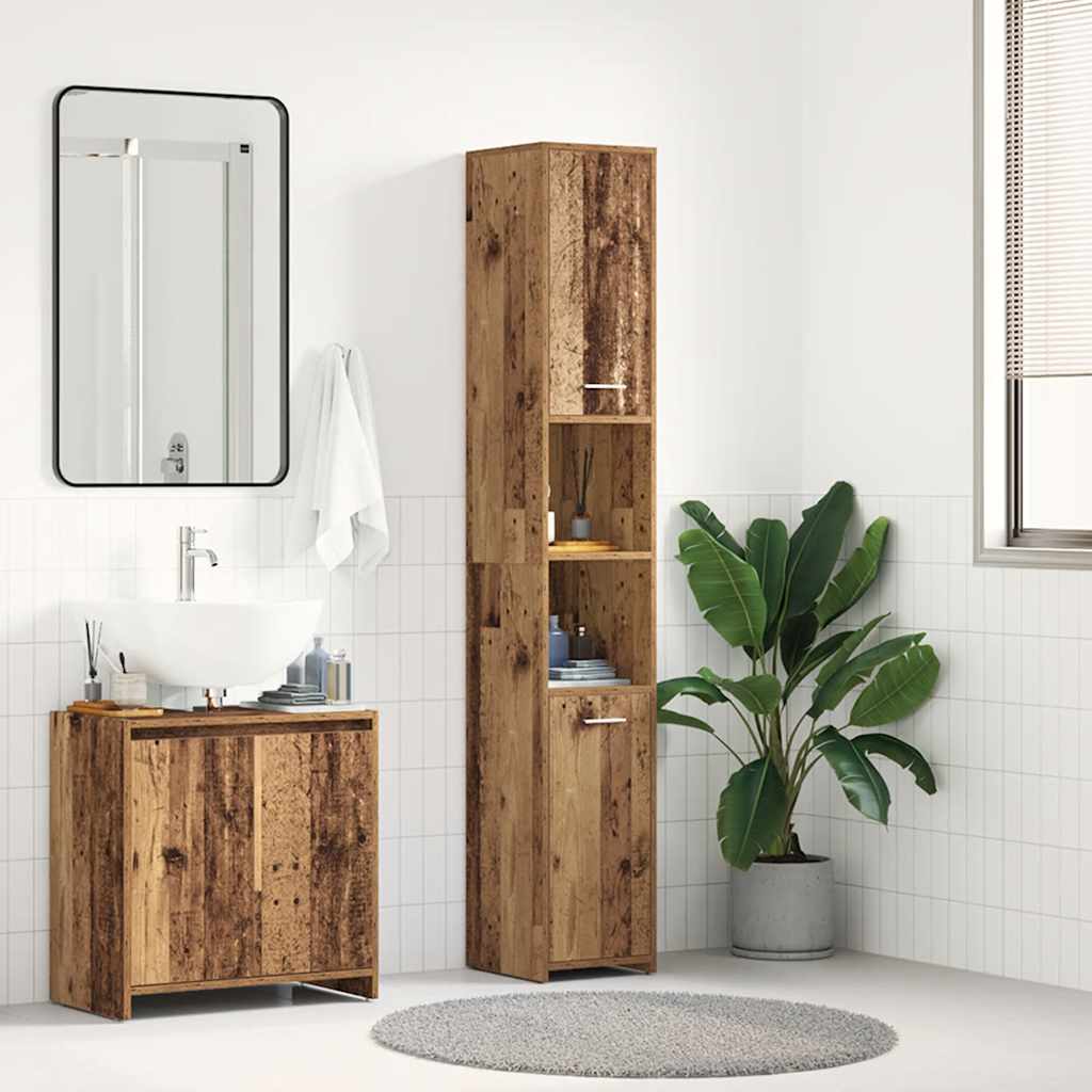 Mobile Da Bagno 30X30X183,5 Cm In Legno Tecnico Legno Antico