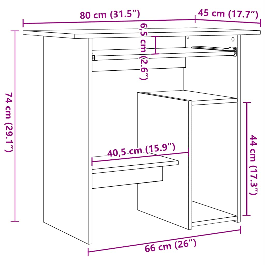 Scrivania 80X45X74 Cm In Legno Multistrato